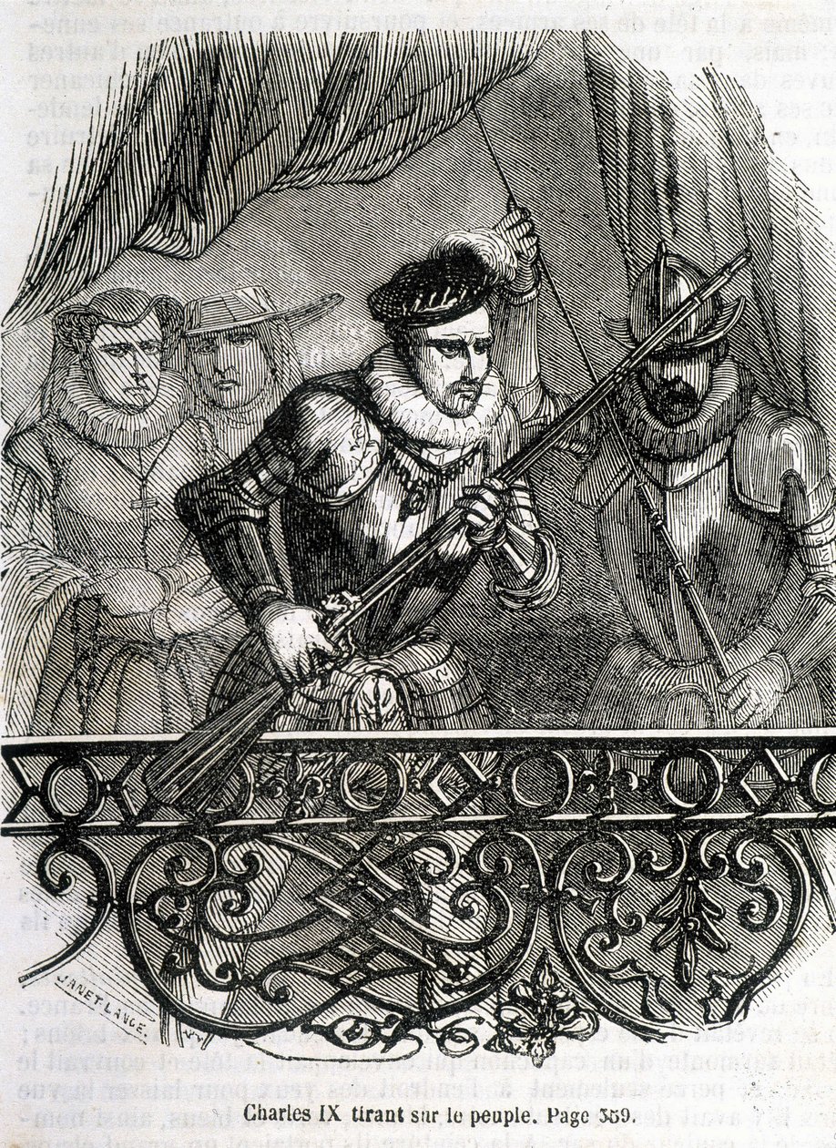 Charles IX tirant sur le peuple - dans « Histoire de France » par L.-P. Anquetil - French School