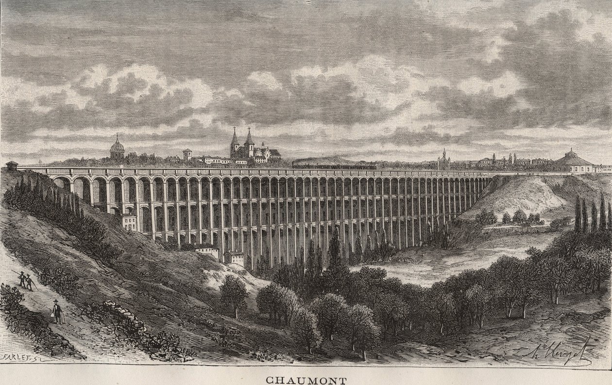 Chaumont - Haute-Marne - gravure dans "La France illustrée: géographie, histoire, administration statistique" par V.A. Malt-Brown. 1884 - French School