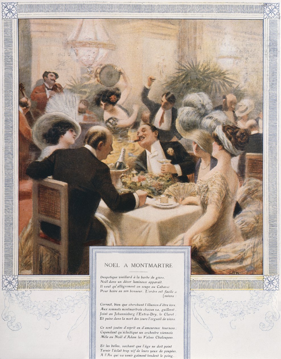 Noël à Montmartre, dîner de réveillon dans un restaurant luxueux, vers 1900 - French School