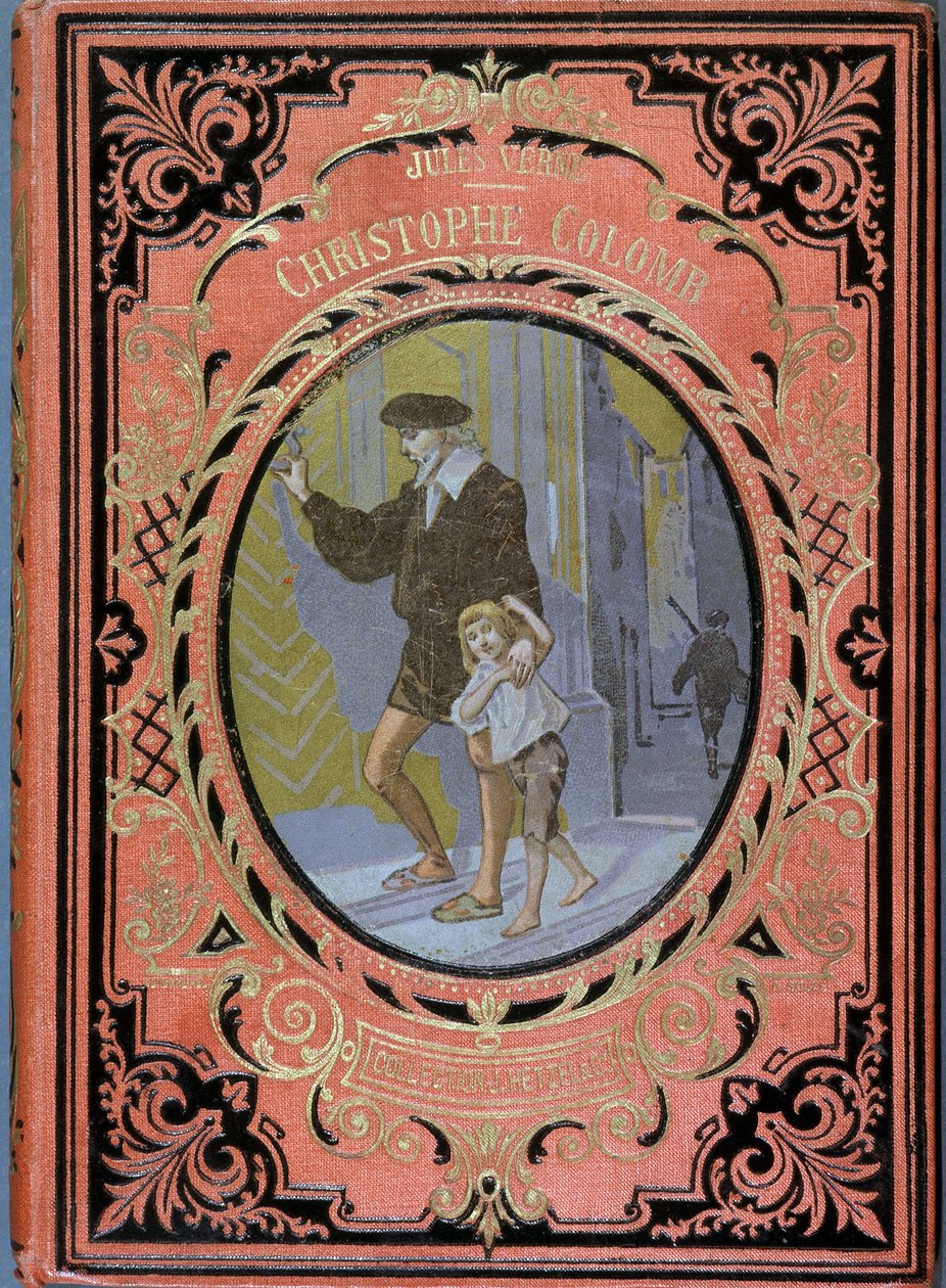 Christophe Colomb (Cristoforo Colombo) et un enfant - dans «Christophe Colomb» par Jules Verne, éd. Hachette - French School