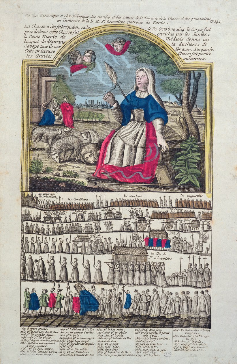 Chronologie et représentation de la procession de Sainte Geneviève - French School