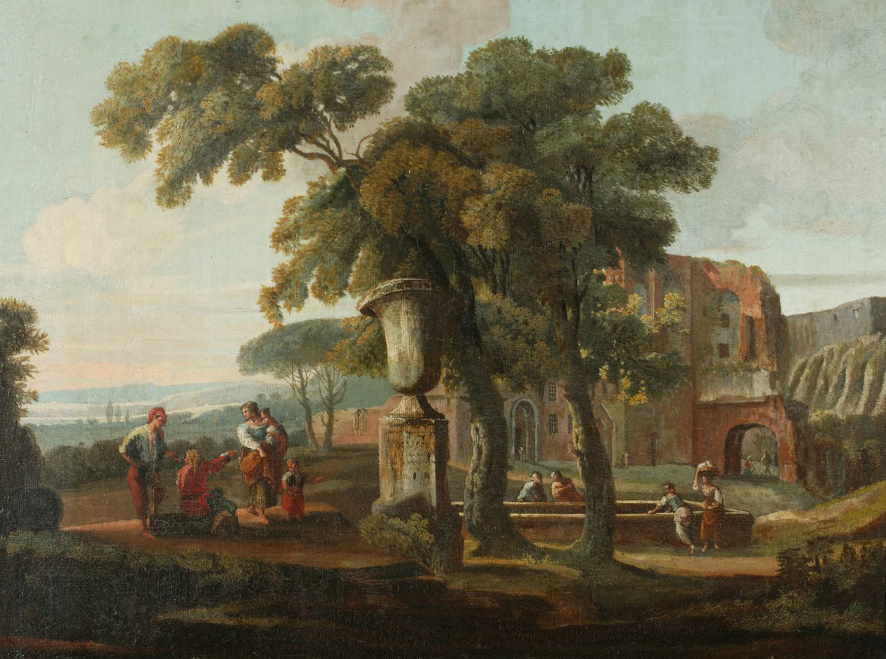 Paysage classique avec urne, vers 1700 - French School