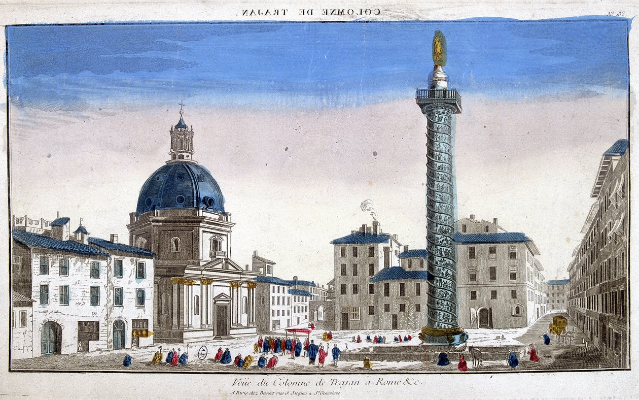 Vue de la colonne Trajane (Colonna Traiana) à Rome - gravure - French School