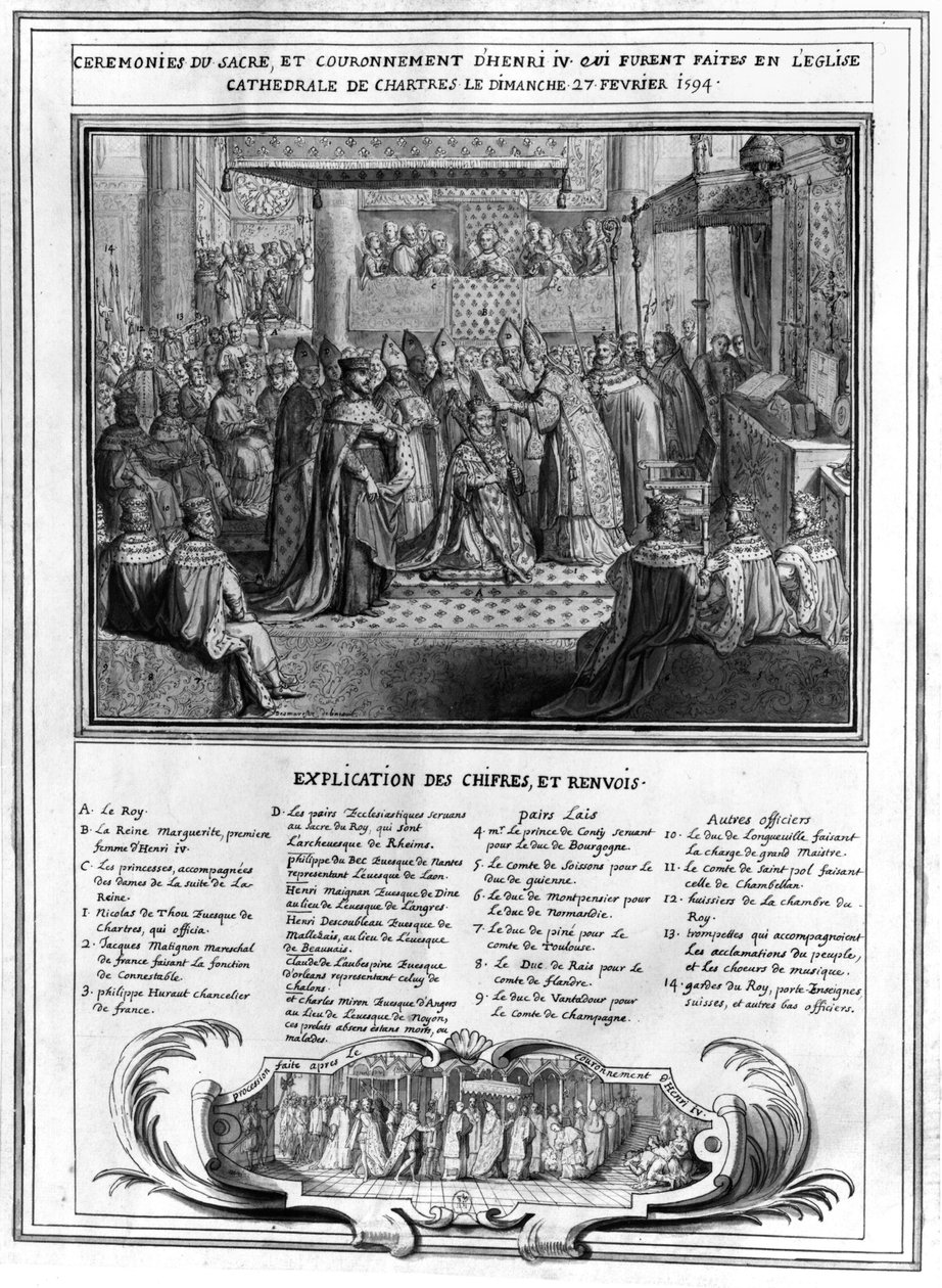 Consécration et Couronnement de Henri IV (1553-1610) à la Cathédrale de Chartres le 27 janvier 1594, fin du 16ème siècle - French School