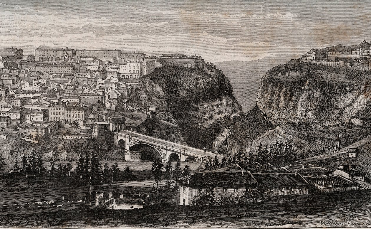 Constantine (Algérie) - gravure dans "La France illustrée: géographie, histoire, administration statistique" par V.A. Malte-Brun. 1884 - French School