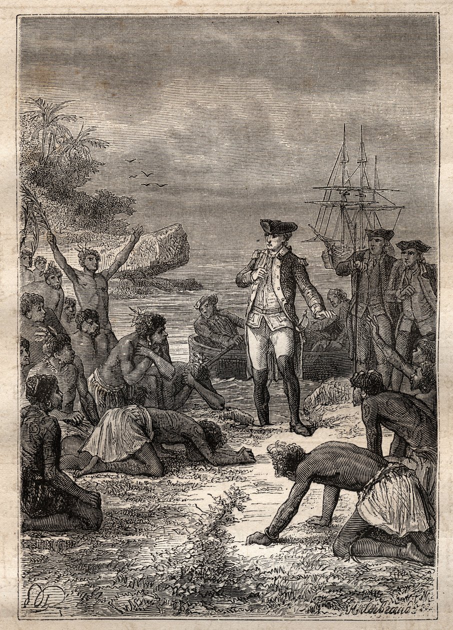 Réception de Cook par les indigènes - Troisième voyage de James Cook dans l