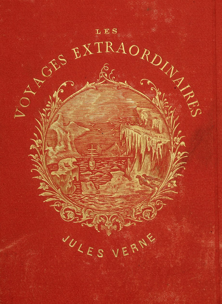 Couverture de la collection "Les Voyages Extraordinaires" de Jules Verne. Fin du 19ème siècle. - French School