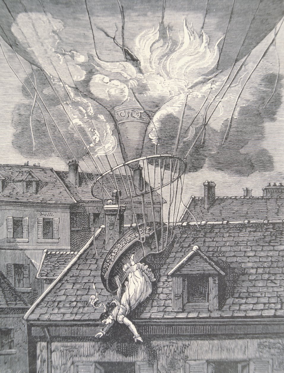 Mort de Madame Blanchard dans un accident aéronautique en 1819 - French School
