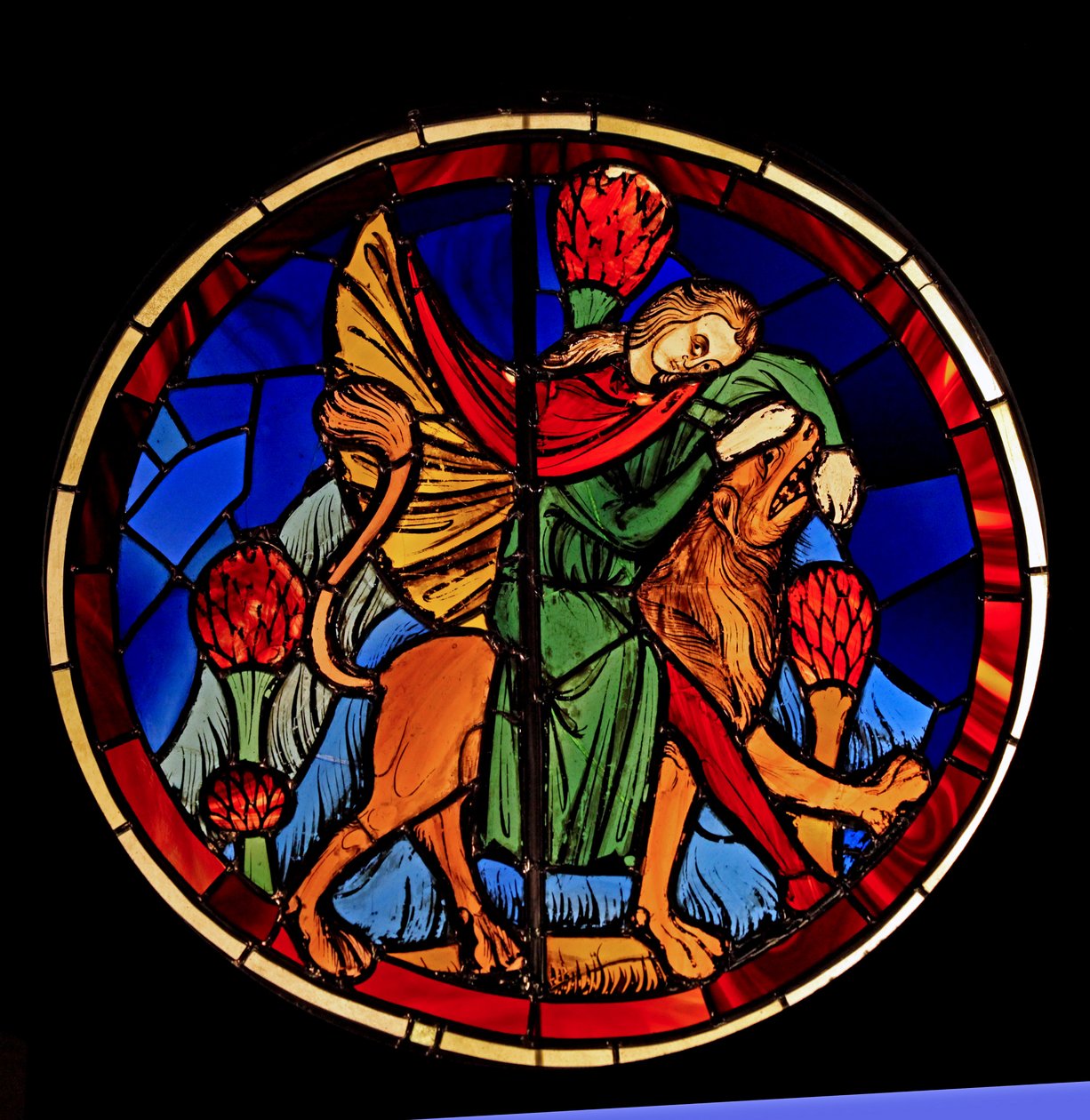 Samson et le lion, ex Sainte-Chapelle, Baie K - French School