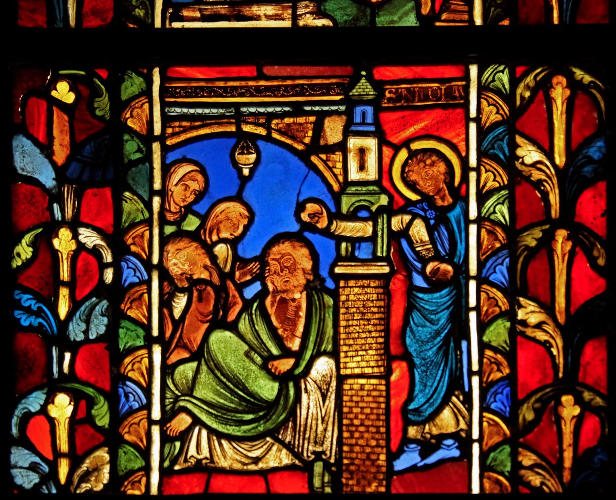Une scène de la vie de Saint Nicolas, ex Cathédrale de Troyes: le saint laisse de l