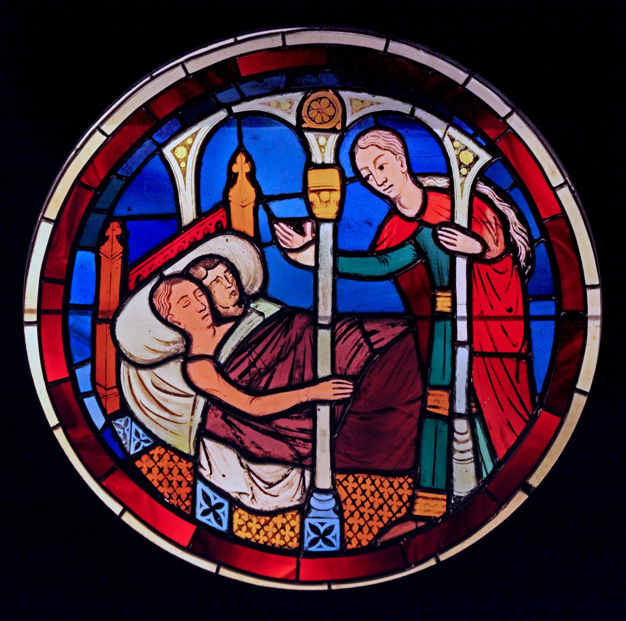 Un serviteur entre dans la chambre de Tobie et Sarah, ex Ste Chapelle, baie E - French School