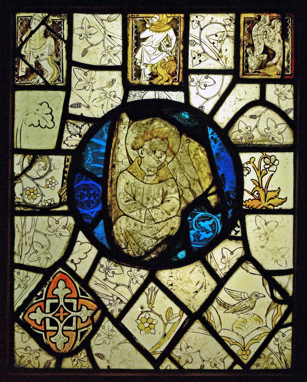 Grisaille avec grotesques et un ange; Normandie - French School