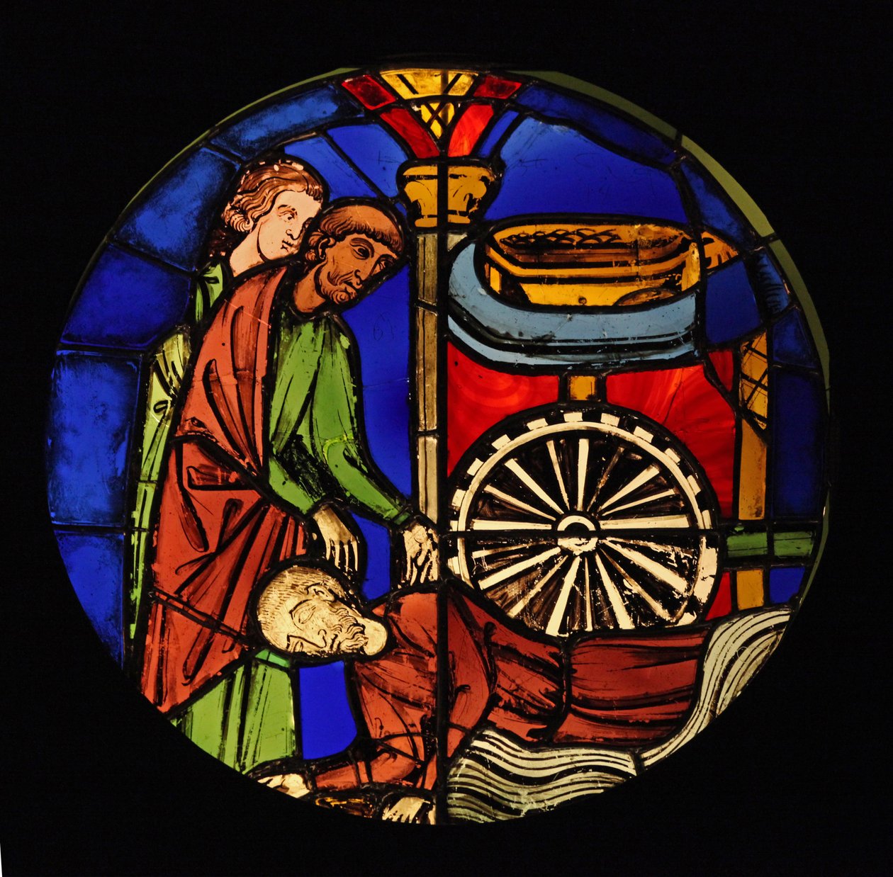 Le Samson capturé est forcé de travailler pour les Philistins, ex Sainte-Chapelle, Baie K - French School
