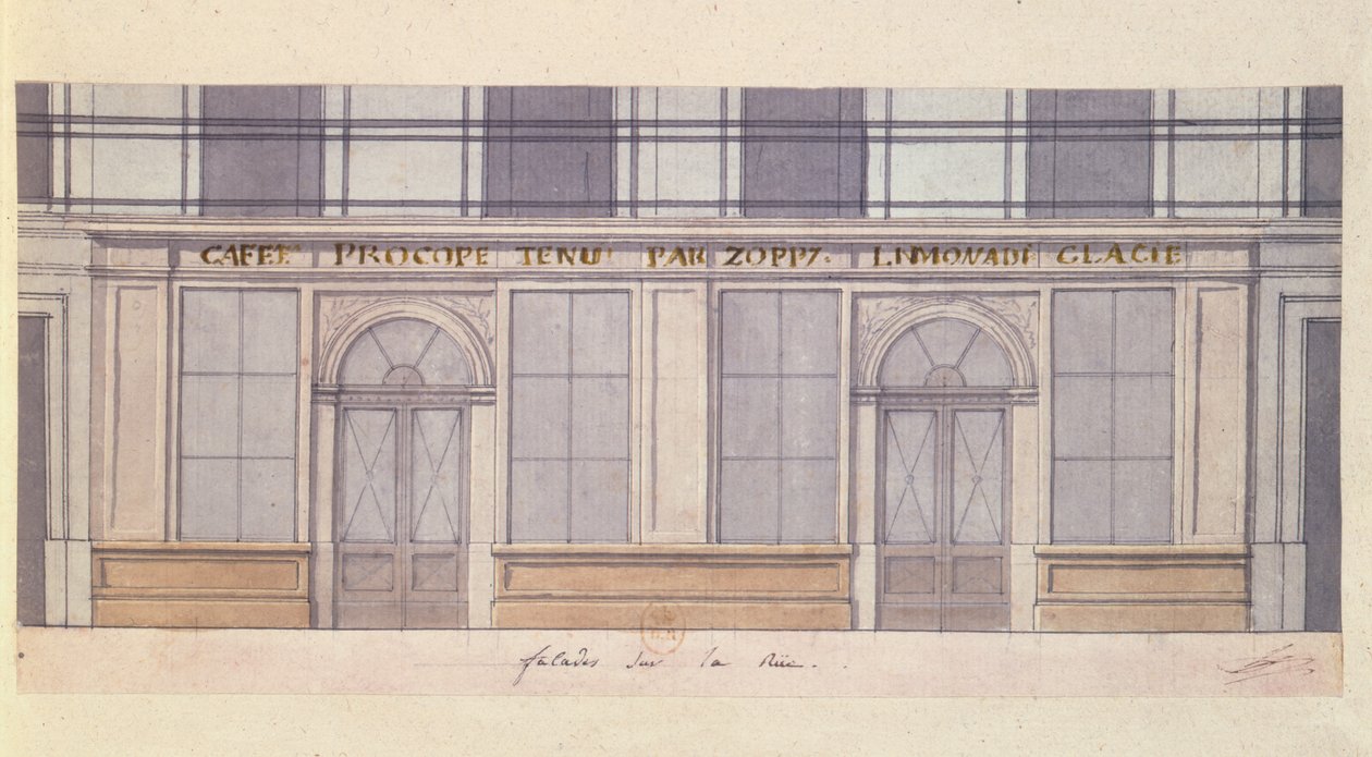 Projet pour la façade du Café Procope, début du XIXe siècle - French School