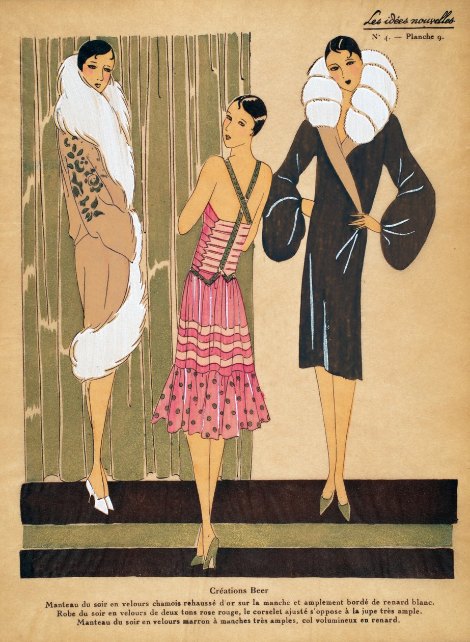 Modèles de robes et de manteaux de soirée de Créations Beer, Les Idées Nouvelles - French School
