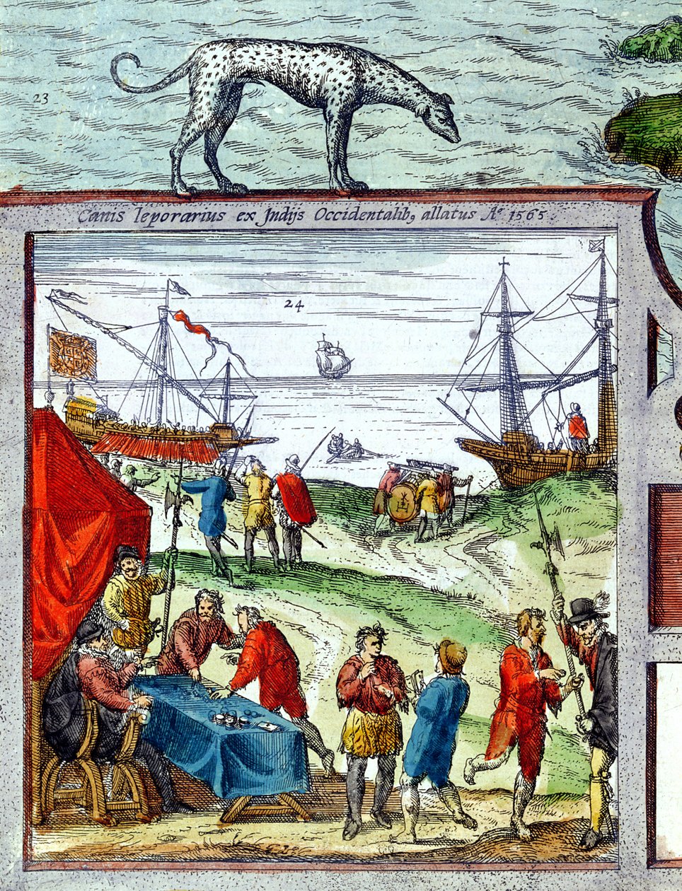 (détail) Vue du port de Cadix montrant le commerce avec les Antilles - French School