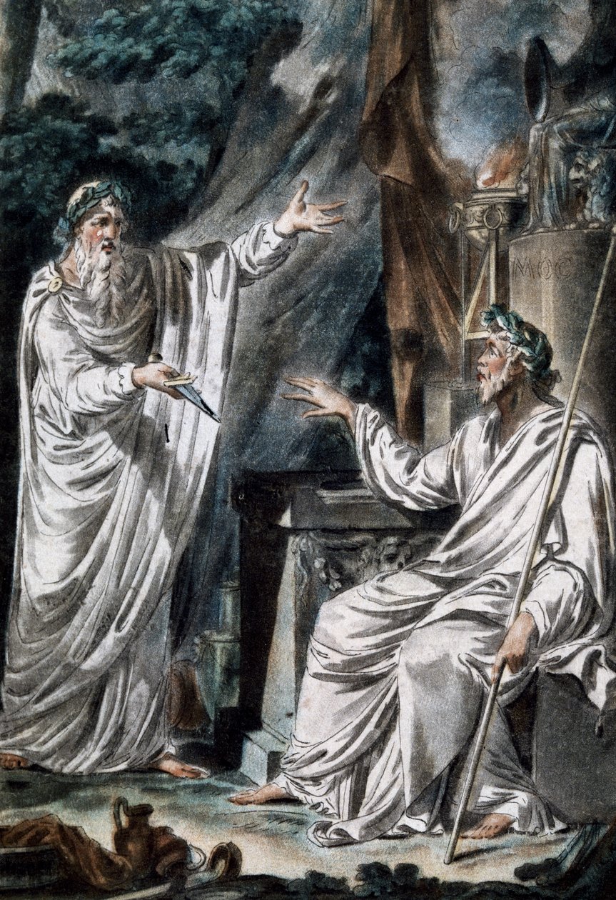 Druides, costumes de scène, gravure. France - French School