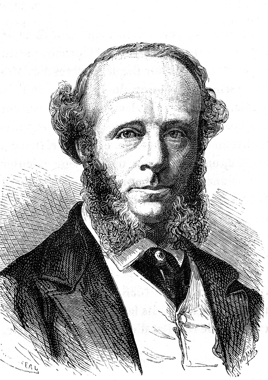 Edward Orange Wildman Whitehouse (1816-1890), ingénieur électricien anglais sur le câble télégraphique transatlantique. Gravure 1868 - French School