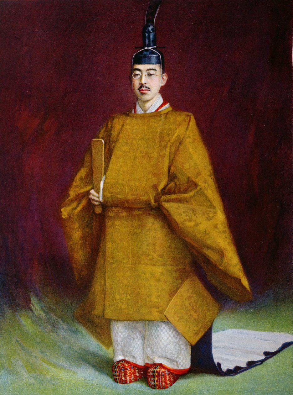 Empereur Hirohito (1901-1989) en costume de couronnement, 1928 - French School