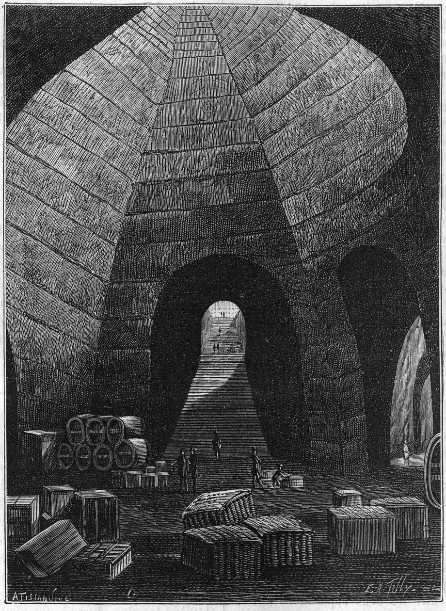 Entrée dans les caves de la maison de Champagne Théophile Roederer fondée à Reims en 1864. - French School