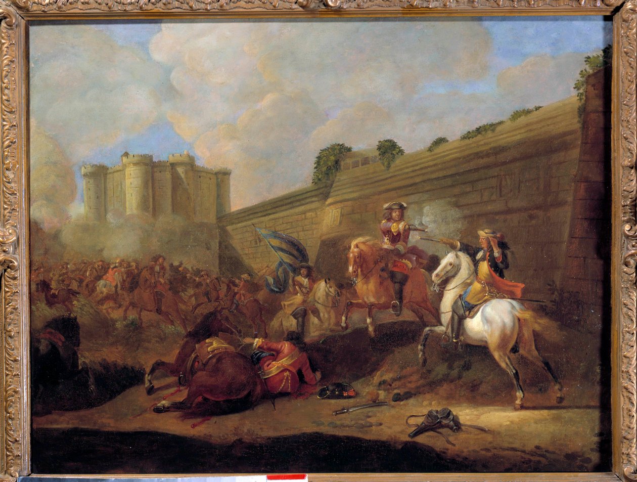 Épisode de la Fronde en 1648-1652 : combat de deux cavaliers, faubourg Saint Antoine sous les murs de la Bastille - French School