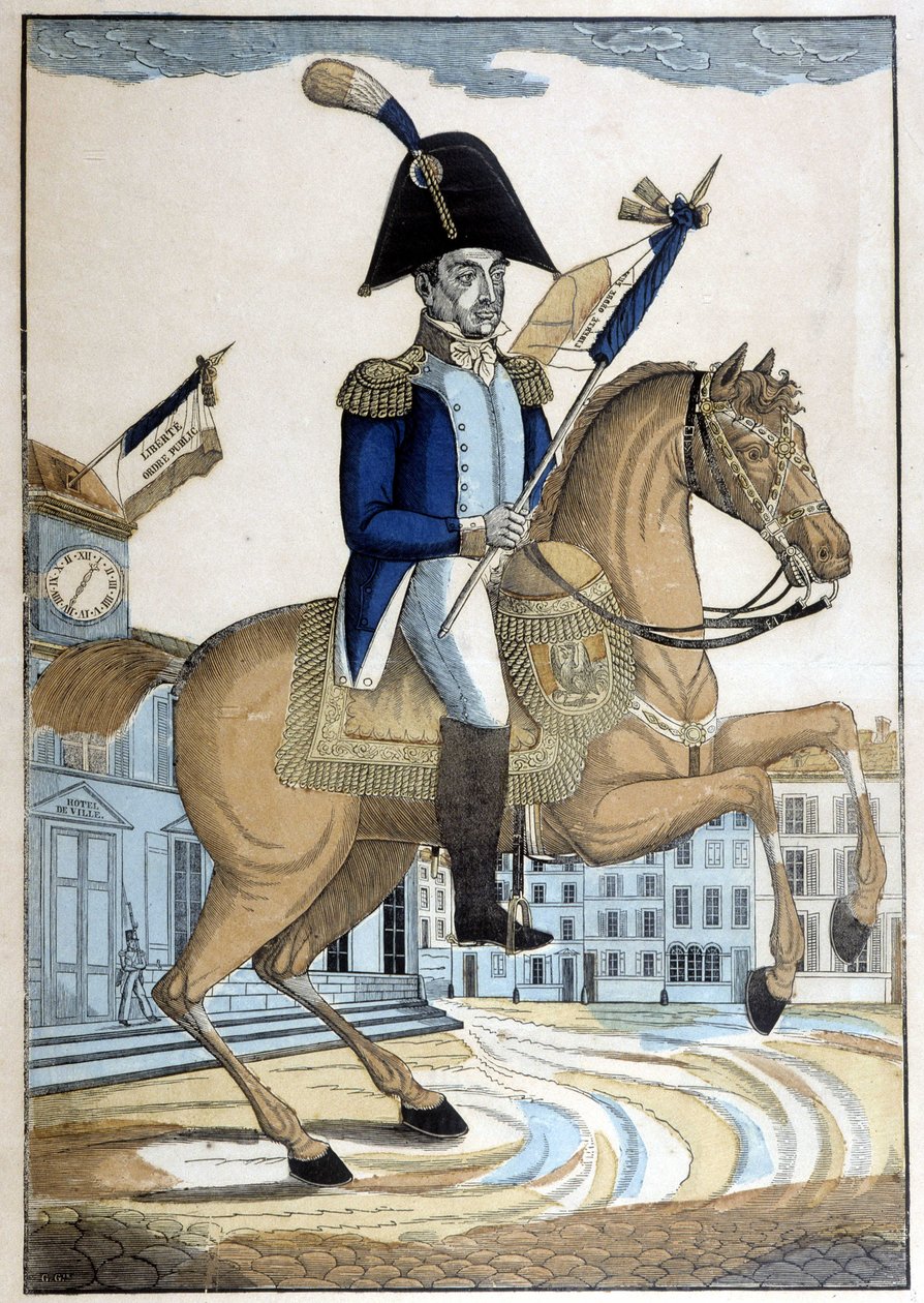 Portrait équestre du général Lafayette, commandant en chef de la Garde nationale de France - French School