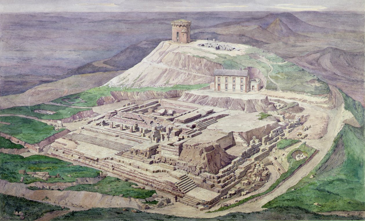 Fouilles des ruines du temple gallo-romain de Mercure en 1876 - French School