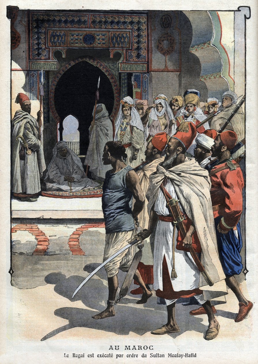 Exécution de Rogui Bou Hamara sur ordre du sultan Moulay Hafid à Fès - French School