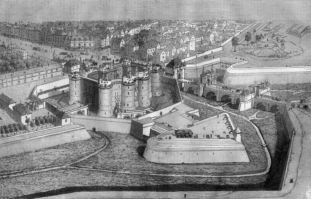 Vue extérieure de la Bastille à Paris en 1650 - French School