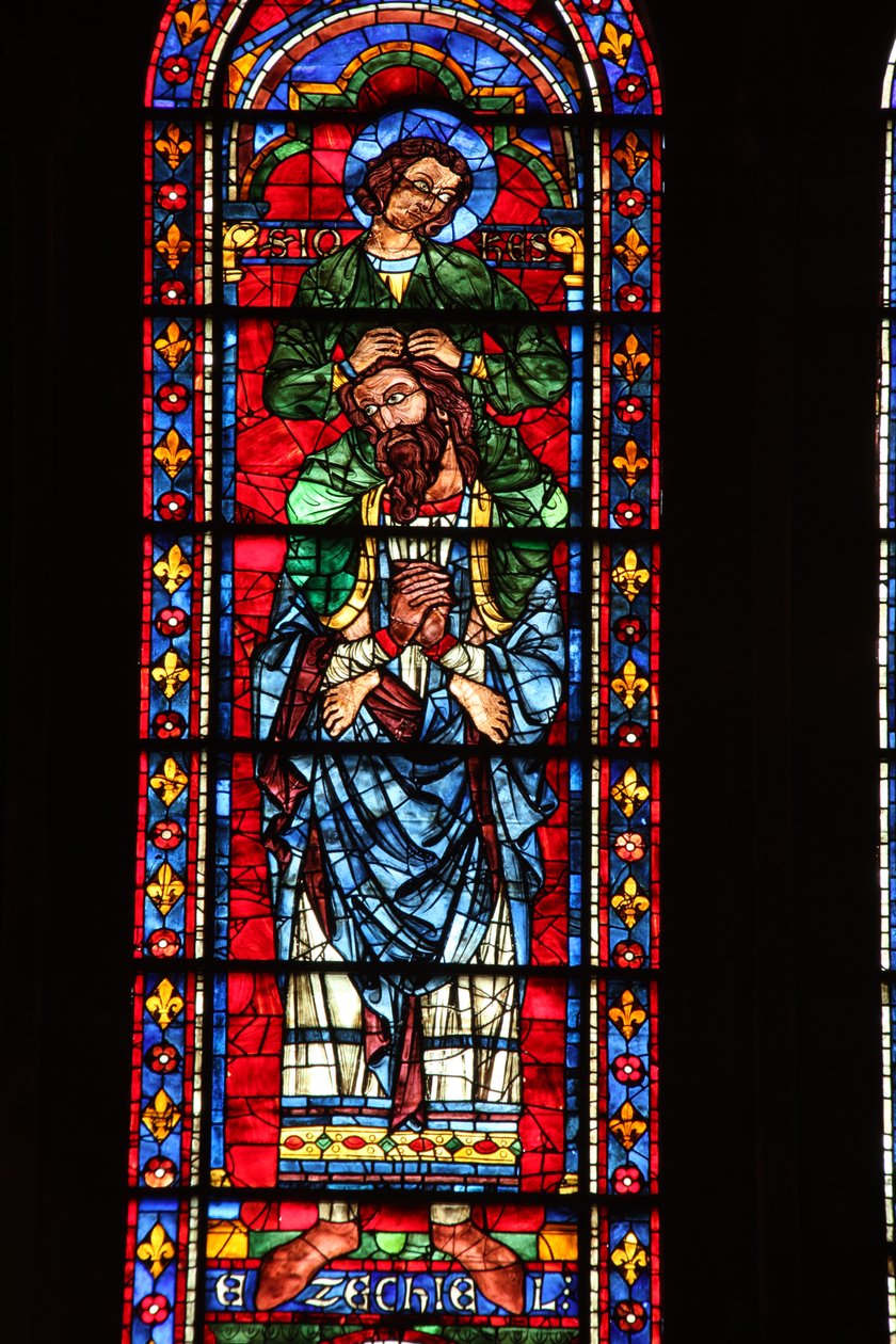 Ézéchiel avec Saint Jean sur ses épaules - French School
