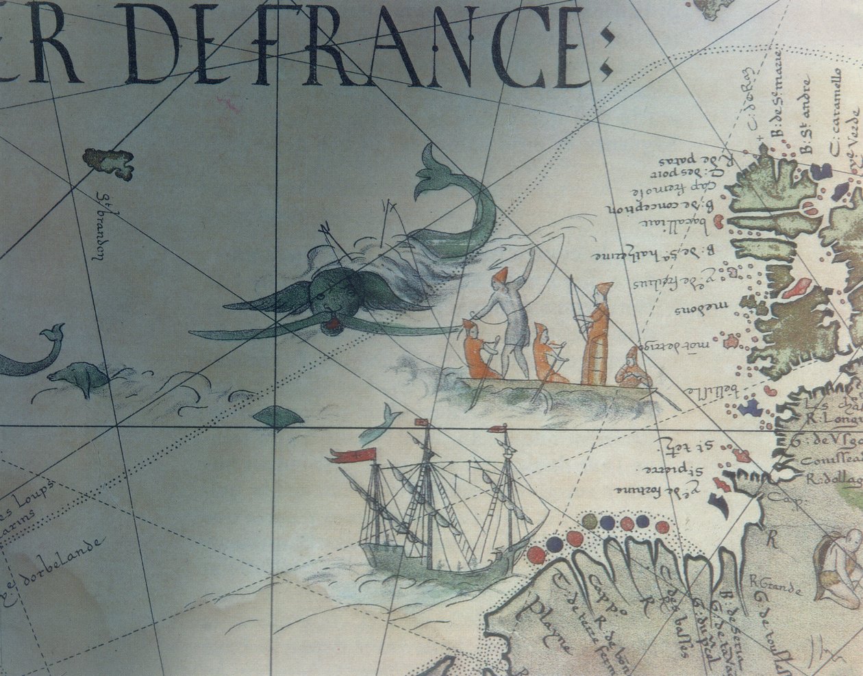 Fac-similé de chasse à la baleine et île de Saint Brandon, détail d