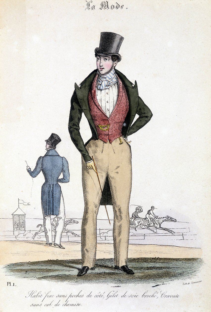Mode masculine en 1829 - dans "Les Modes" - French School
