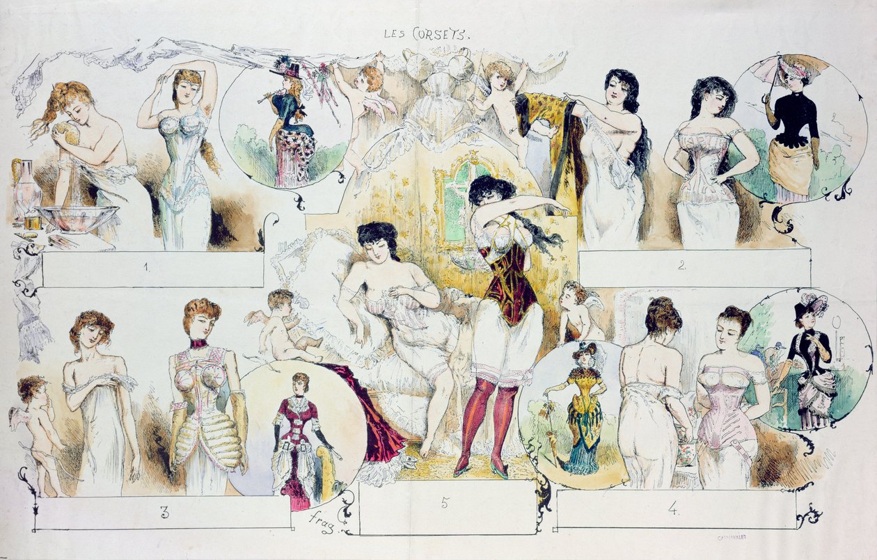 Planche de mode pour La Vie Parisienne représentant des corsets, c.1870 - French School