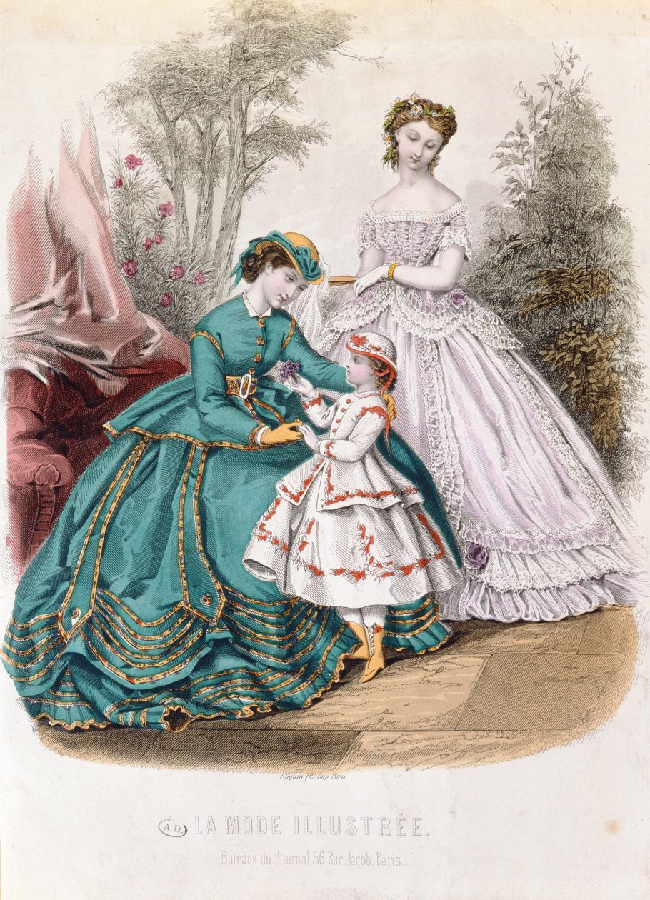 Planche de mode de La Mode Illustrée, 1865 - French School
