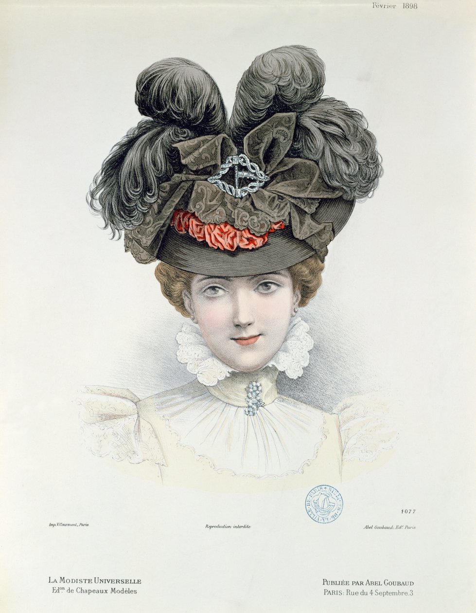 Planche de mode de La Modiste Universelle, février 1898 - French School