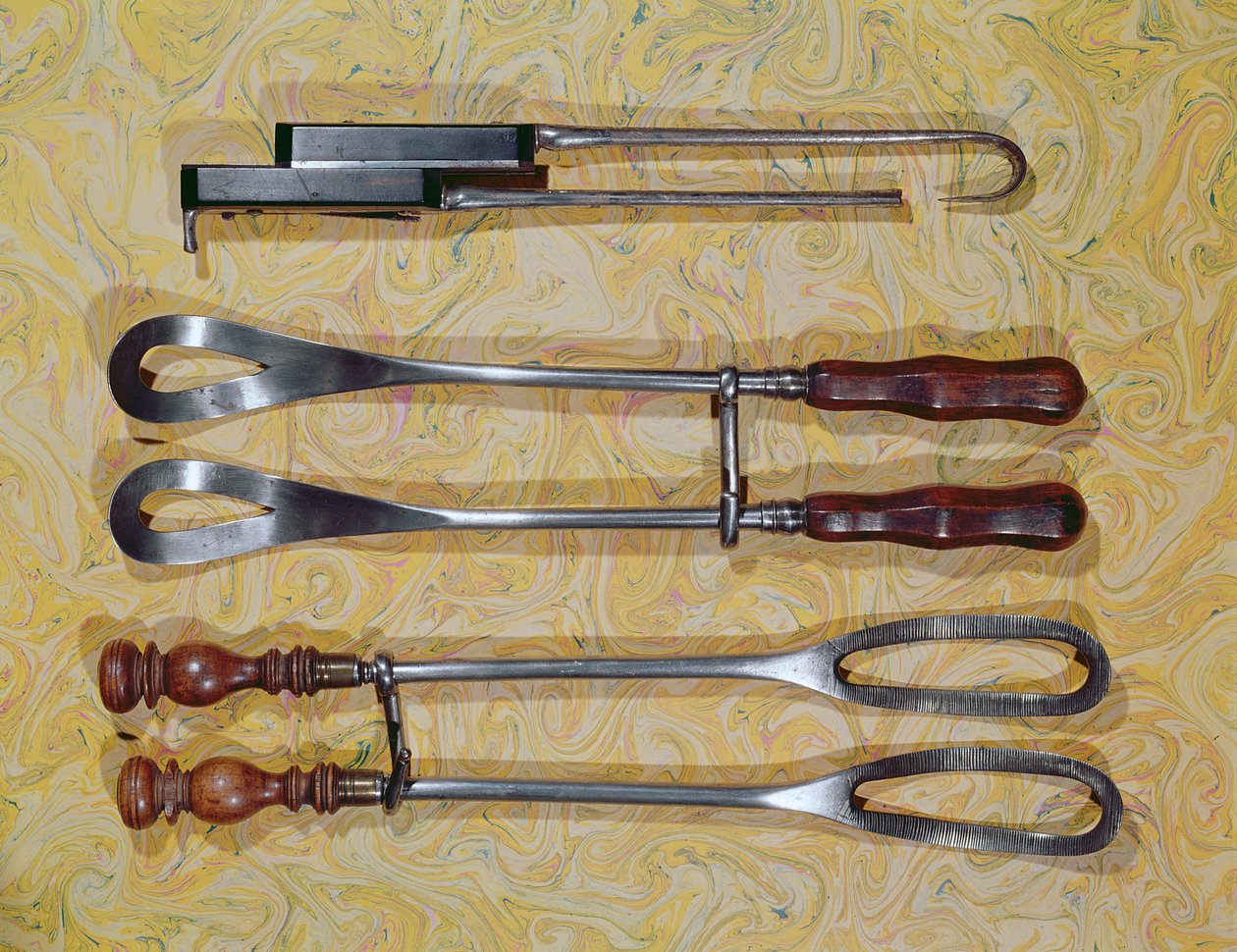 Forceps utilisés par Jan Palfyn de Gand (bois et métal) - French School