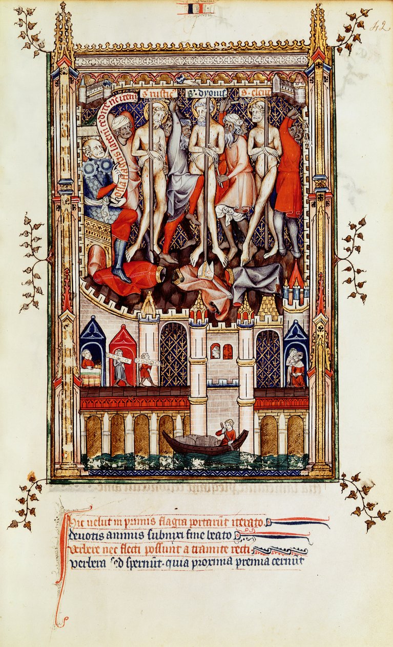 Troisième flagellation de Saint Denis et ses compagnons, de la Vie de Saint Denis, 1317 - French School