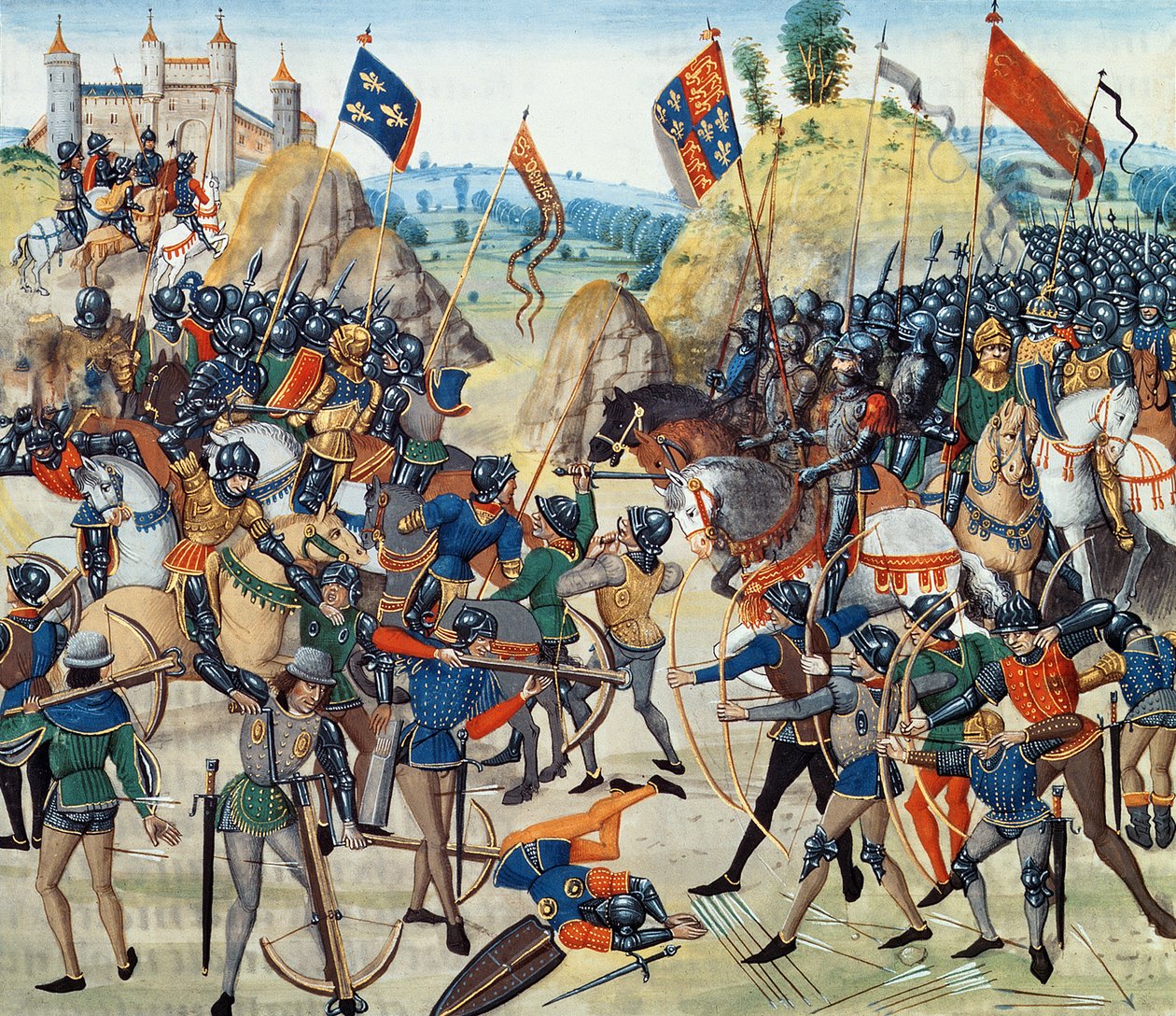 Bataille de Crécy de la guerre de Cent Ans, de la Chronique de Froissart, 24 août 1346 - French School