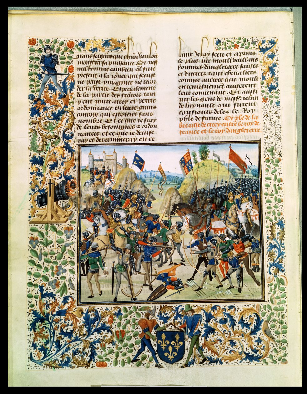 Bataille de Crécy de la guerre de Cent Ans, de la Chronique de Froissart, 24 août 1346 - French School