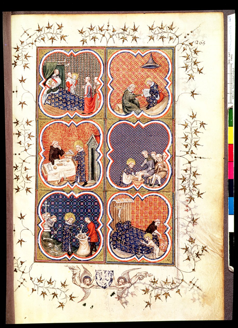 Six scènes de la vie de Saint Louis (1215-70), des Grandes Chroniques de France, 1375-79 - French School