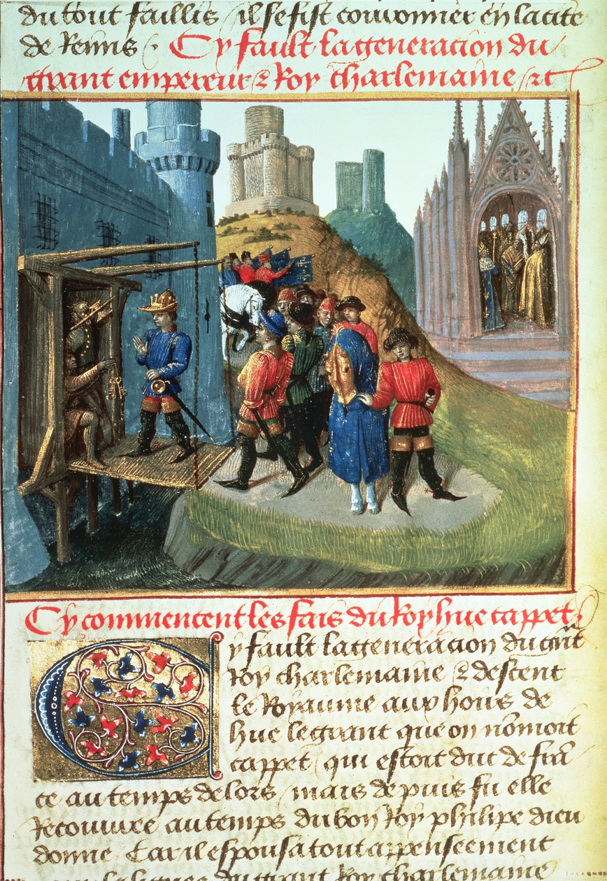 Hugues Capet, duc de France et évêque Asselin - French School