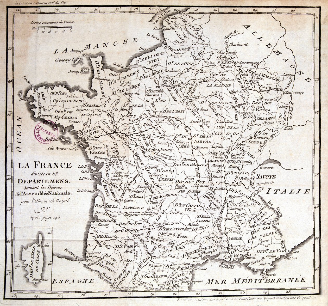 La France divisée en 83 départements suivant les décrets de l