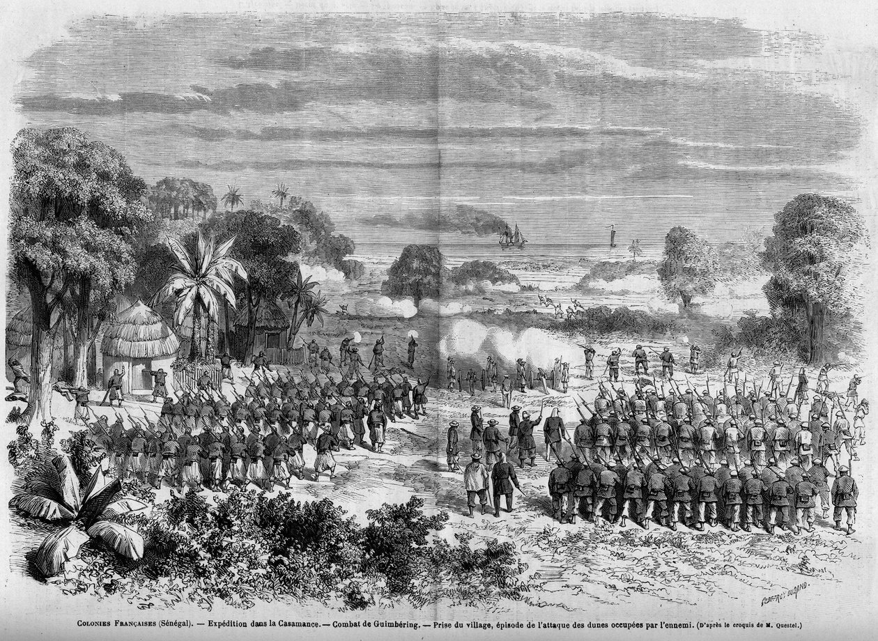 Colonies françaises (Sénégal) 1865 : Expédition en Casamance. Bataille de Guimbering, Capture du village, épisode de l