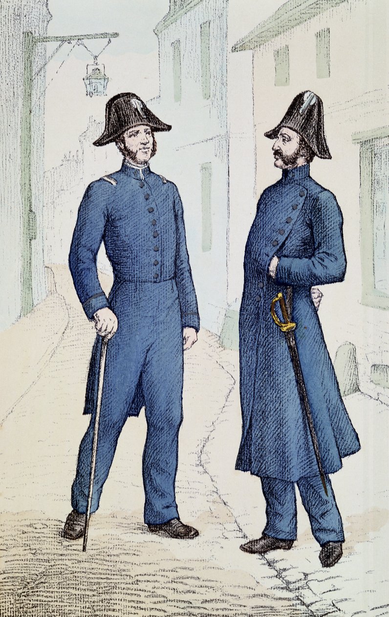 Policiers français vers 1829-30 - French School