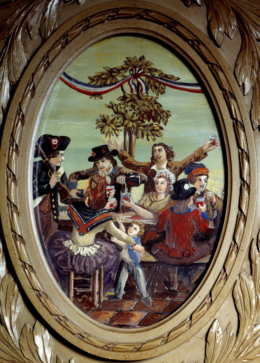 Révolution française : Le repas républicain au Café Le Procope à Paris. Peinture anonyme 18ème siècle Paris, Le Procope - French School