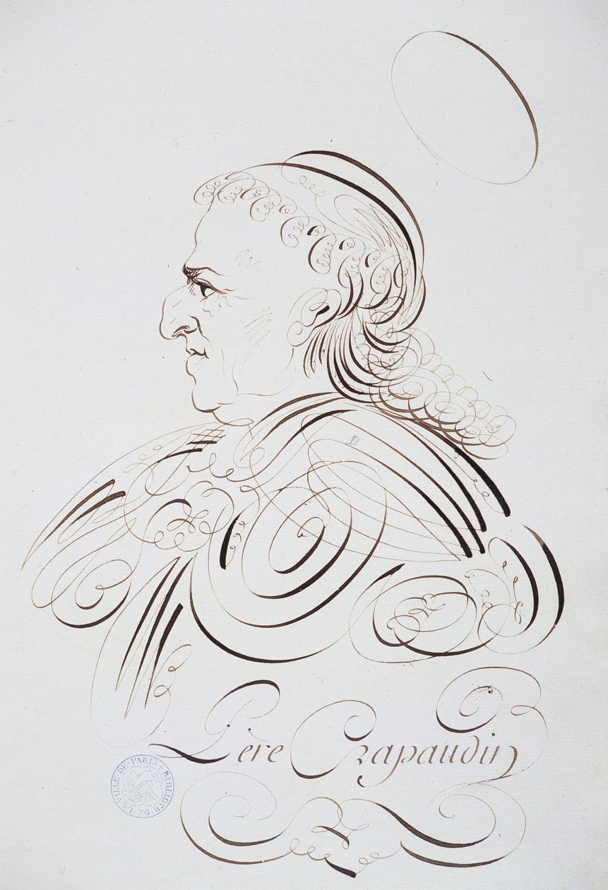 Calligraphie française : Portrait du Père Crapaudin par Bernard de Paris vers 1780. Bibliothèque historique de la ville de Paris - French School