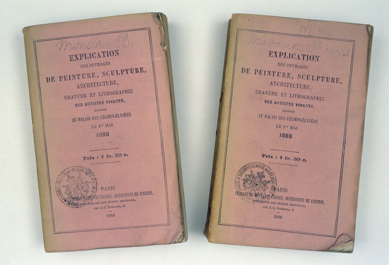Couvertures de deux catalogues du Salon français offerts à M. et Mme Bowes, 1868 - French School