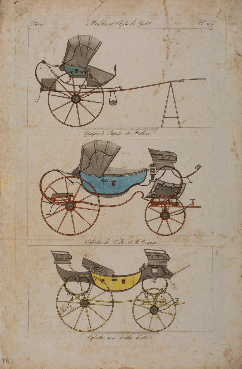 Meubles et Objets de Goût, No. 32, Phaéton Simple (gravure en couleur) - French School