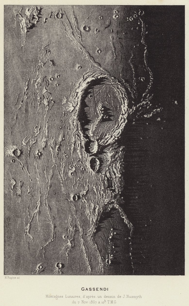 Gassendi, Montagnes Lunaires (litho) - French School
