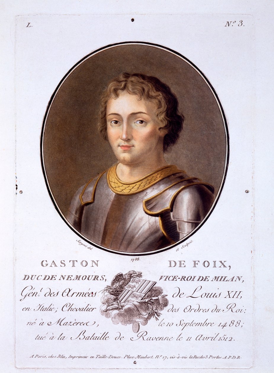 Gaston de Foix, Duc de Nemours, de Portraits des grands hommes, femmes illustres, et sujets mémorables de France, publié 1787-92 - French School